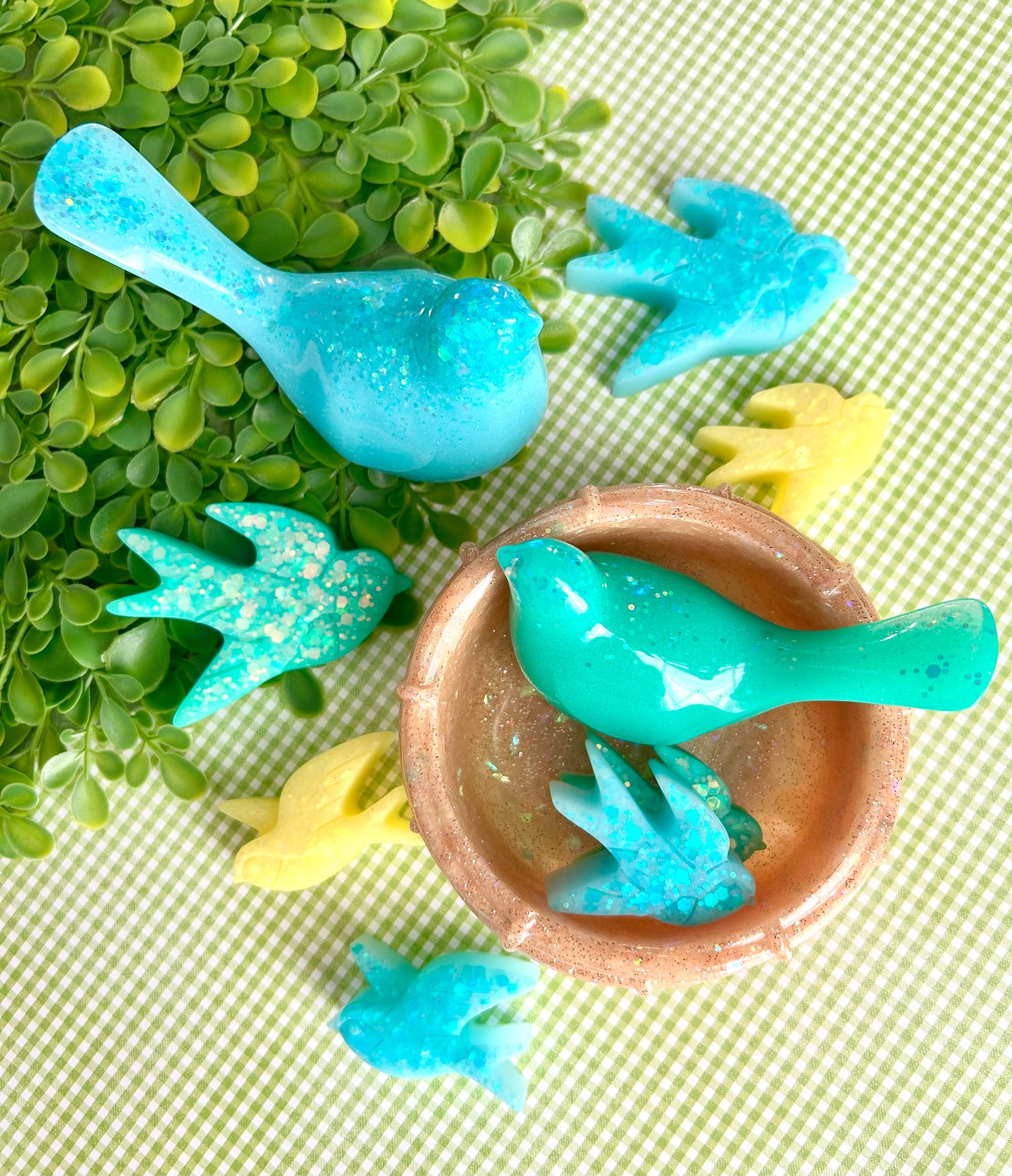 Spring Birds Nest Kit for Kids Sensory Play – Resin Bird Figures & Nest Loose Parts Set