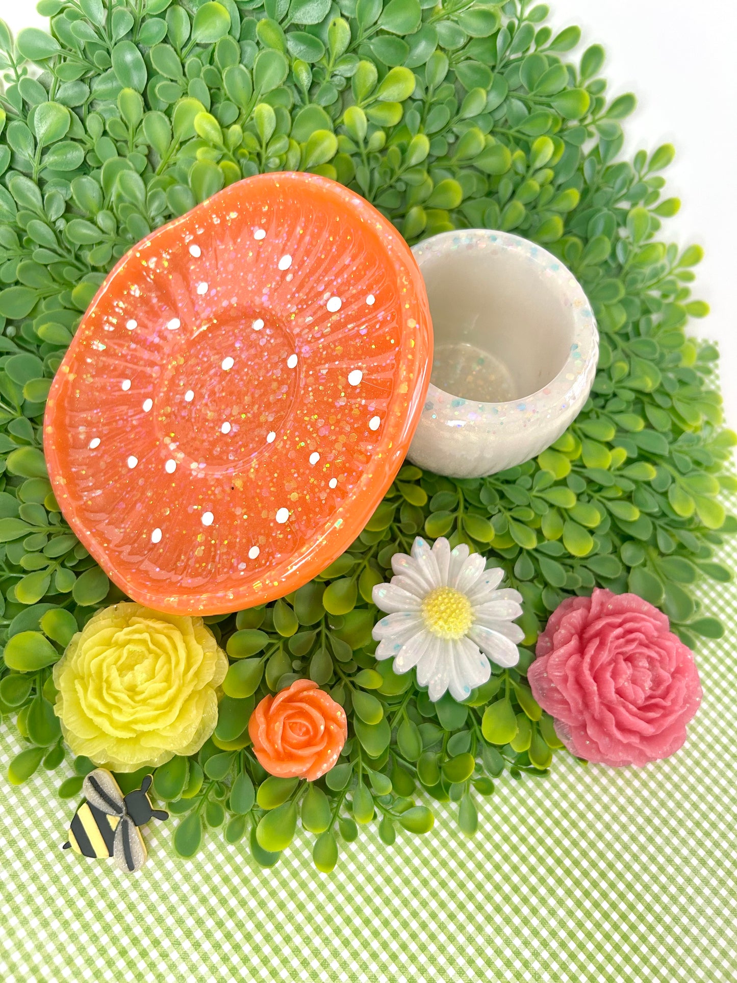 Happy Mushroom Container | Resin Storage Jar for Sensory Play, Loose Parts & Nature Play