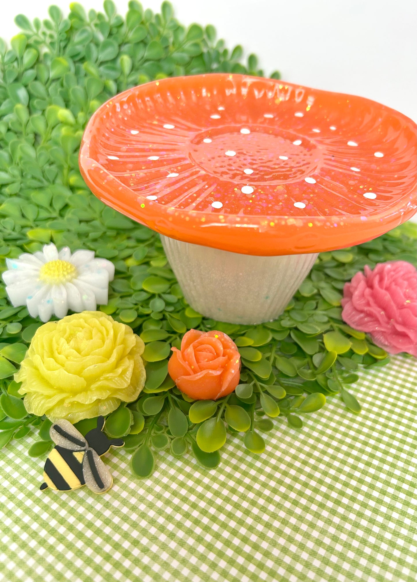 Happy Mushroom Container | Resin Storage Jar for Sensory Play, Loose Parts & Nature Play