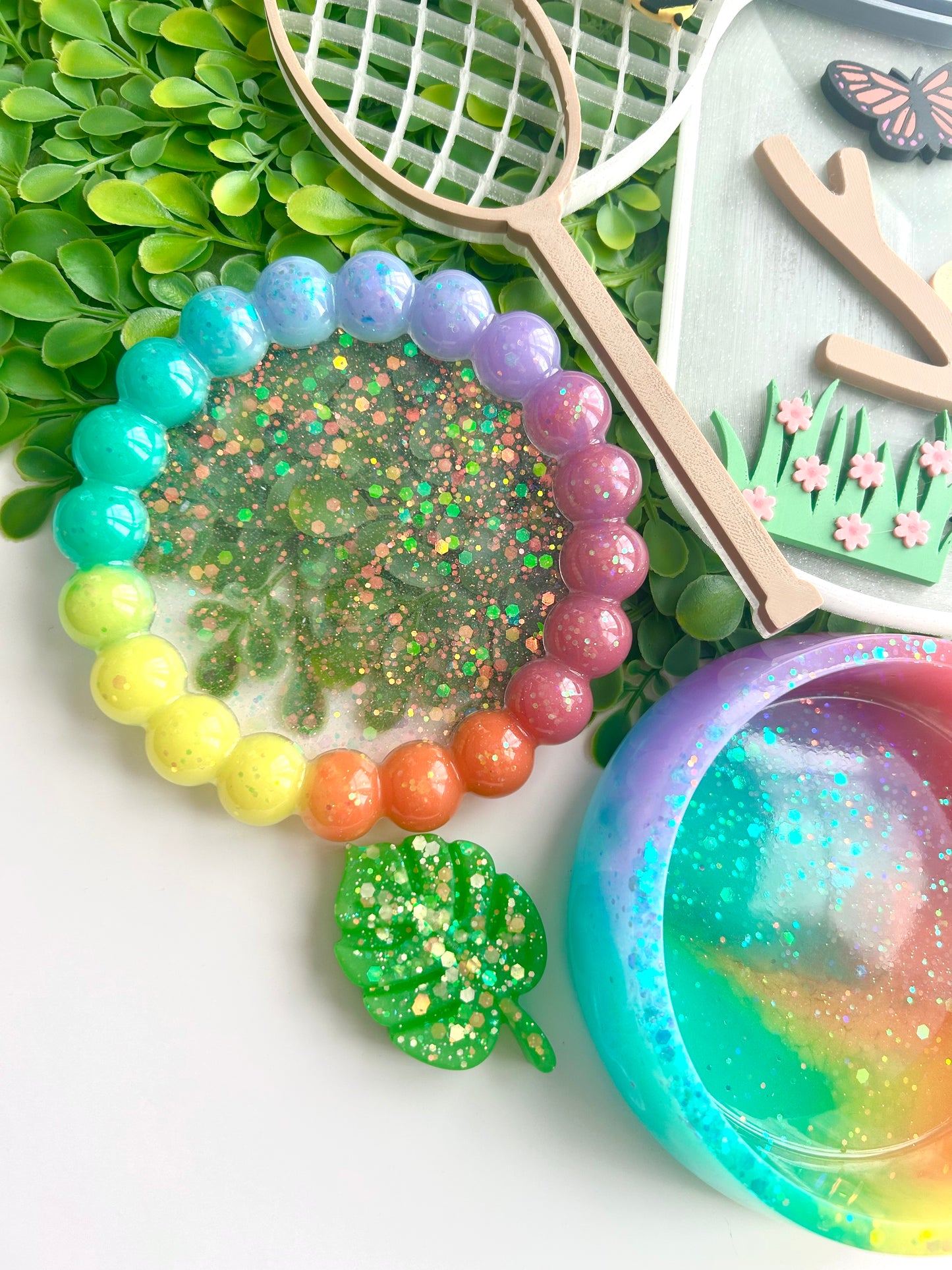 Rainbow Bubble Tray | Resin Sensory Play Tray for Loose Parts, Small World & Nature Play