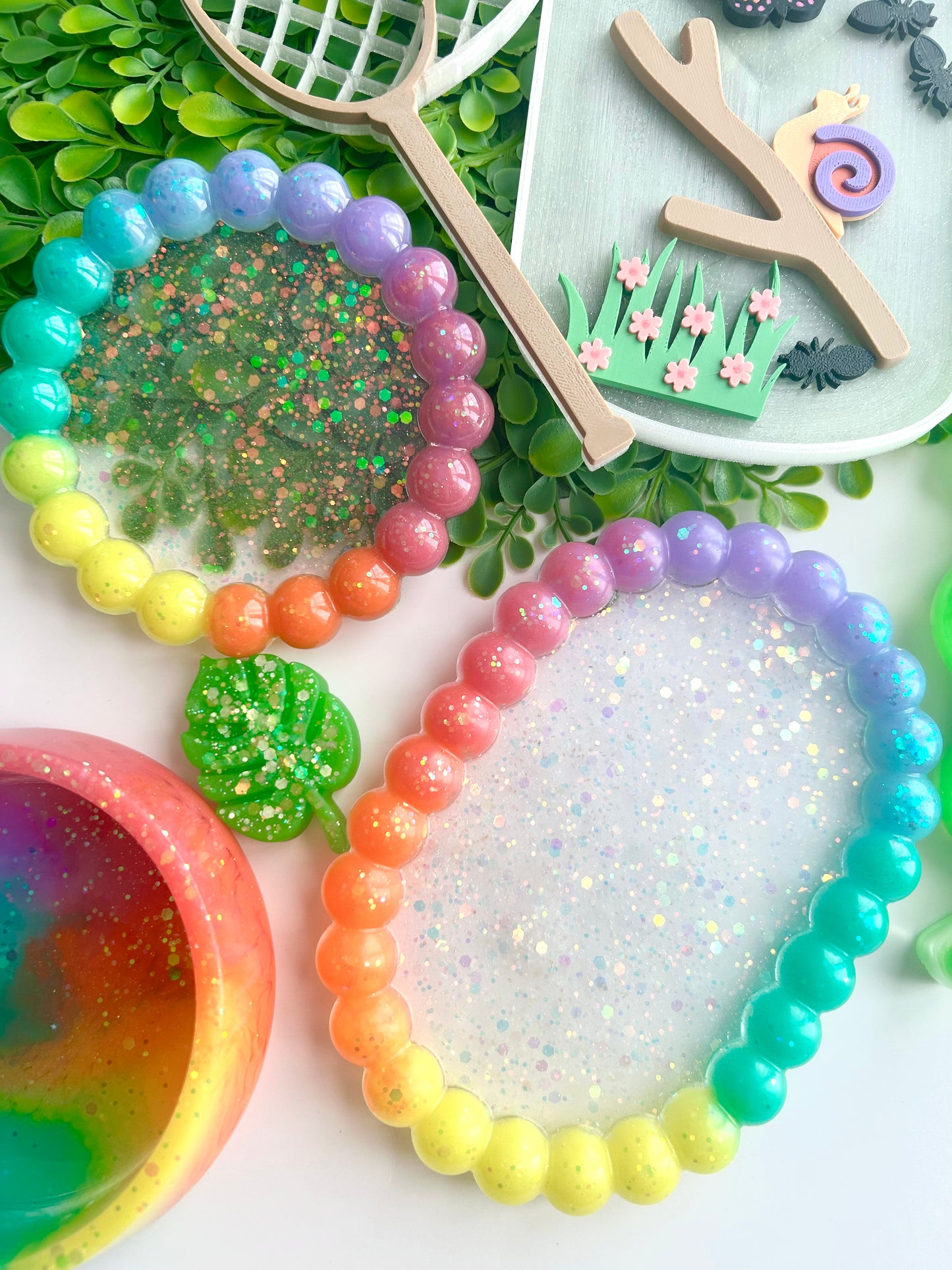 Rainbow Bubble Tray | Resin Sensory Play Tray for Loose Parts, Small World & Nature Play